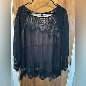 Lane Bryant Elegant Black Lace Top